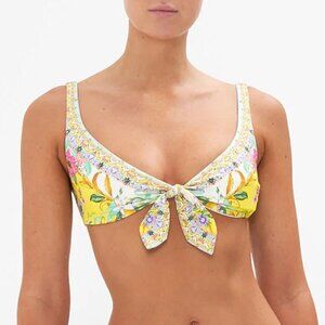 Camilla "Caterina Spritz" Tie-Front Bikini Top, Yellow Multi